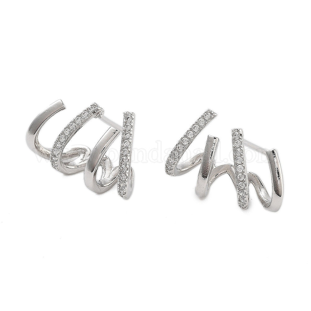Platinum Claw CZ Brass Clip-On Earrings