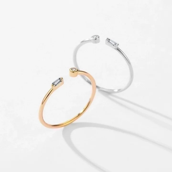 Women’s Solid Color Zircon Open Ring