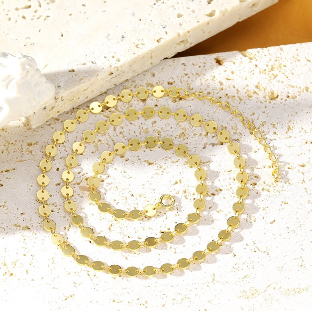 Trendy 18K Gold Sequin Link Chain Choker