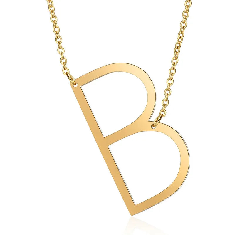 Polished Stainless Steel Letter Necklace