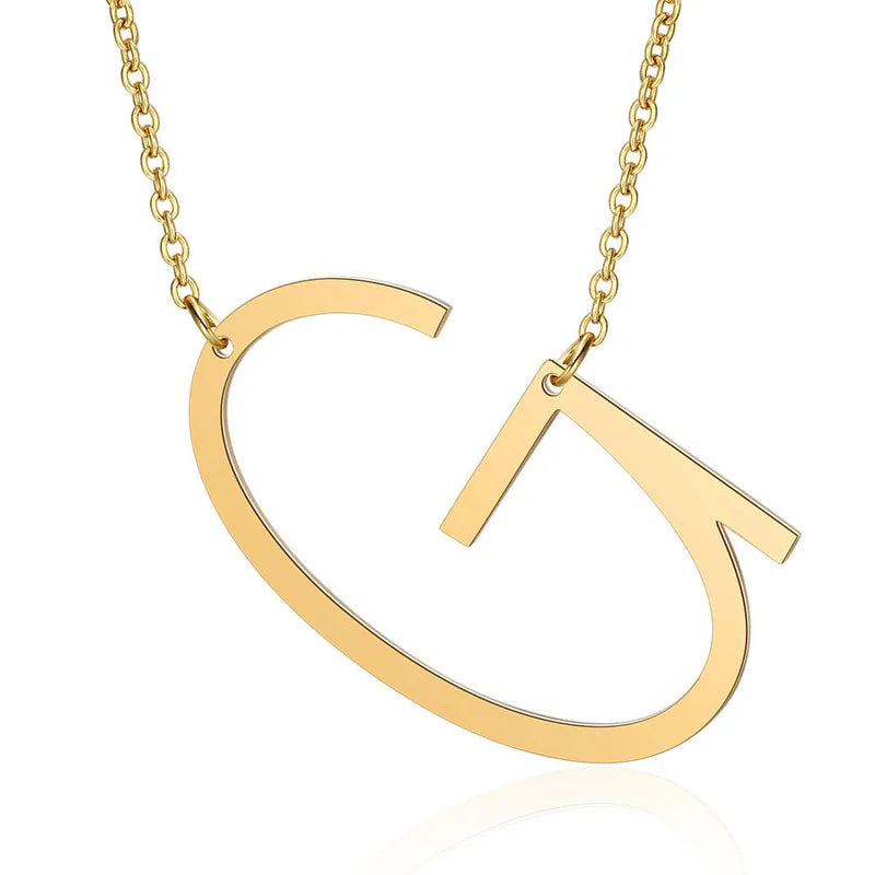 Polished Stainless Steel Letter Necklace