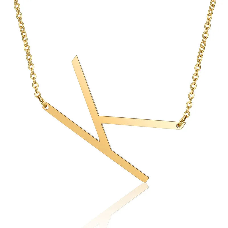Polished Stainless Steel Letter Necklace