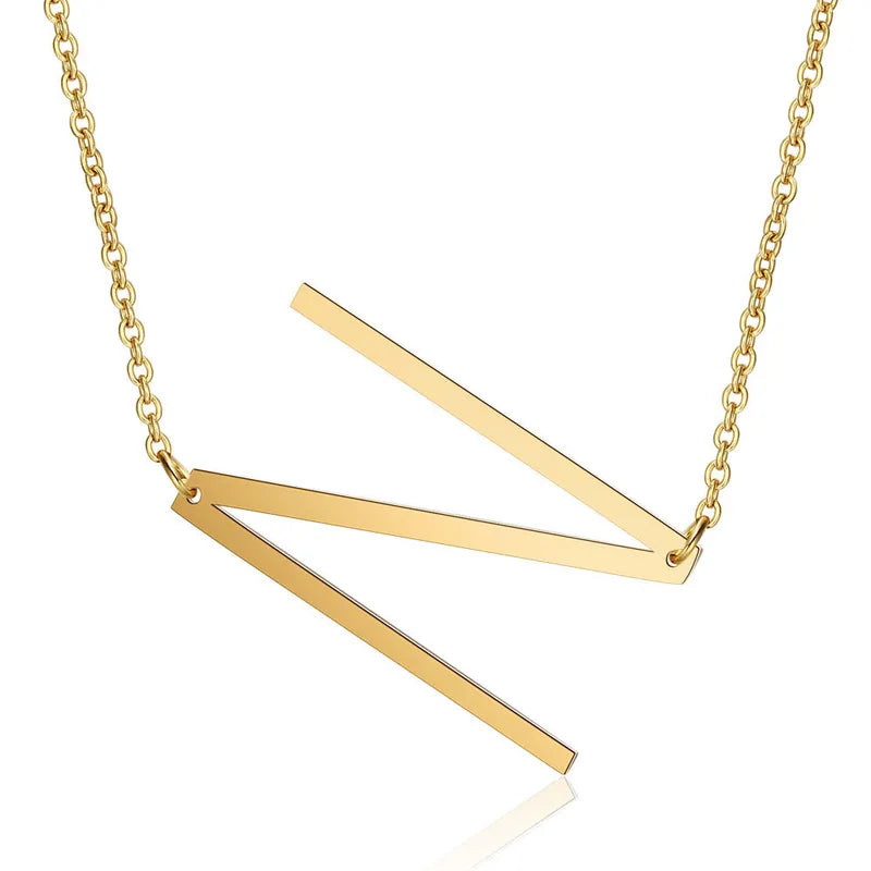 Polished Stainless Steel Letter Necklace