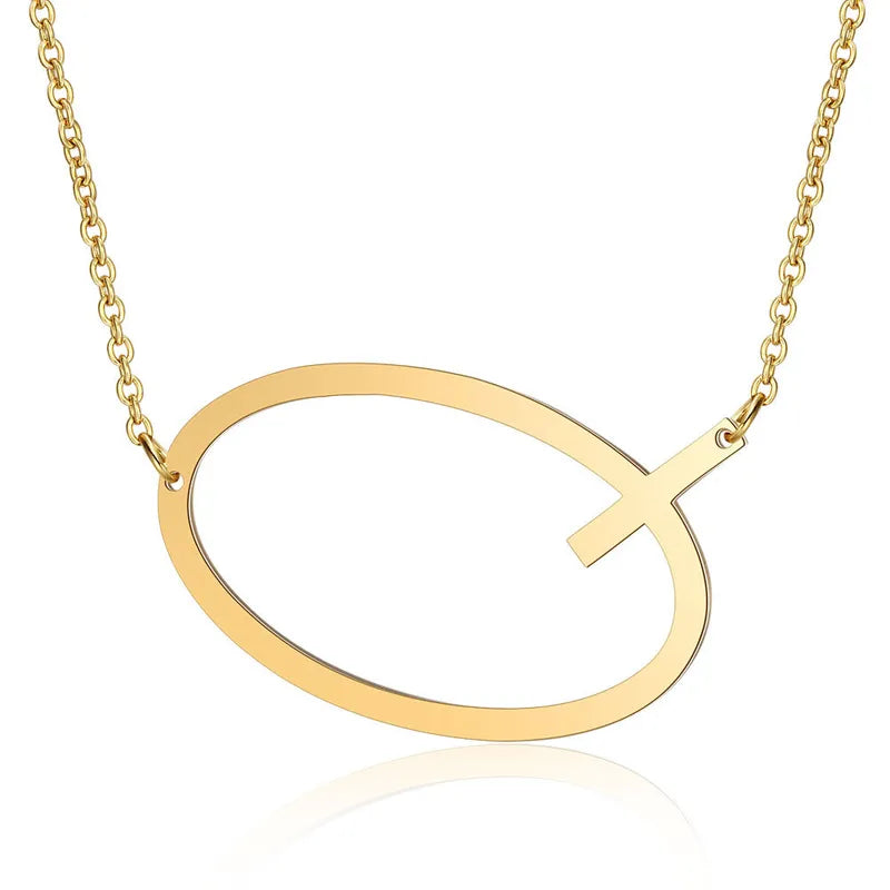 Polished Stainless Steel Letter Necklace