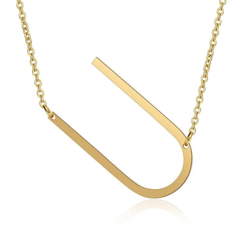 Polished Stainless Steel Letter Necklace