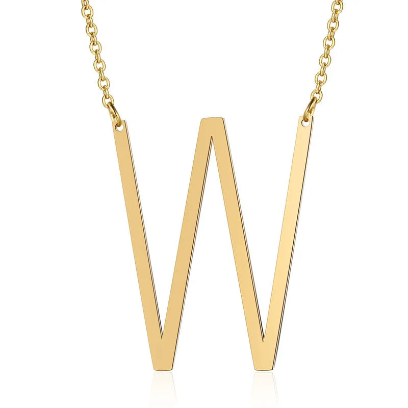 Polished Stainless Steel Letter Necklace