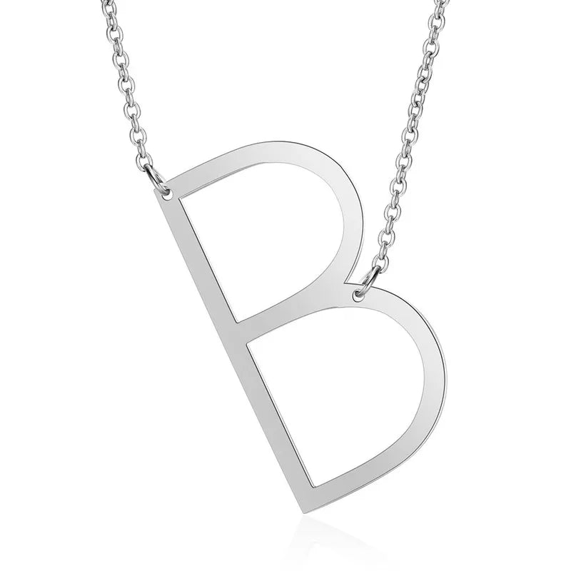 Polished Stainless Steel Letter Necklace