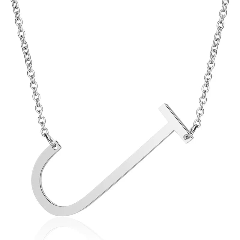 Polished Stainless Steel Letter Necklace