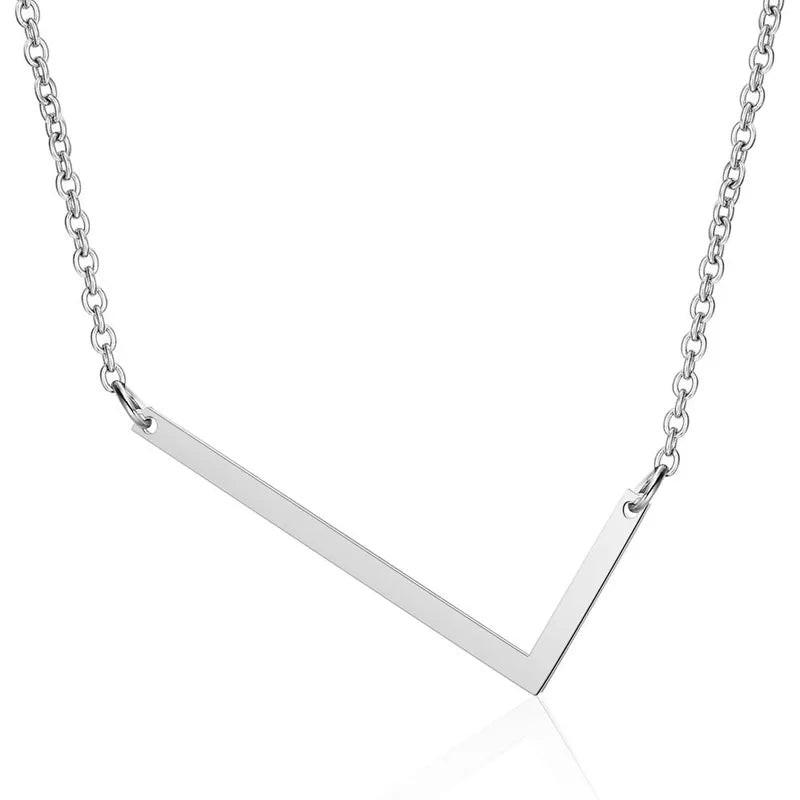 Polished Stainless Steel Letter Necklace
