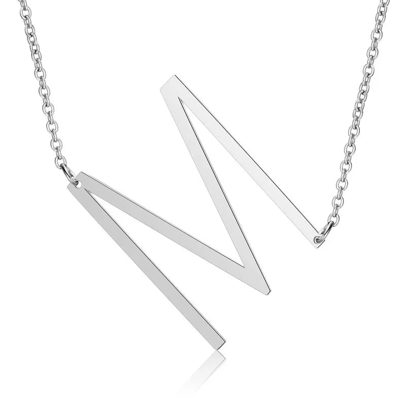 Polished Stainless Steel Letter Necklace