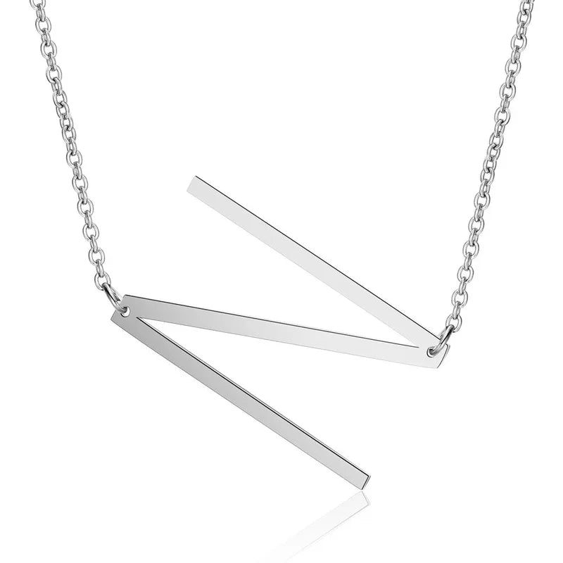 Polished Stainless Steel Letter Necklace