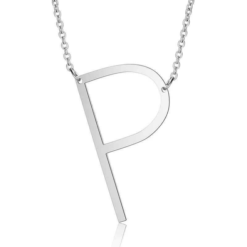 Polished Stainless Steel Letter Necklace