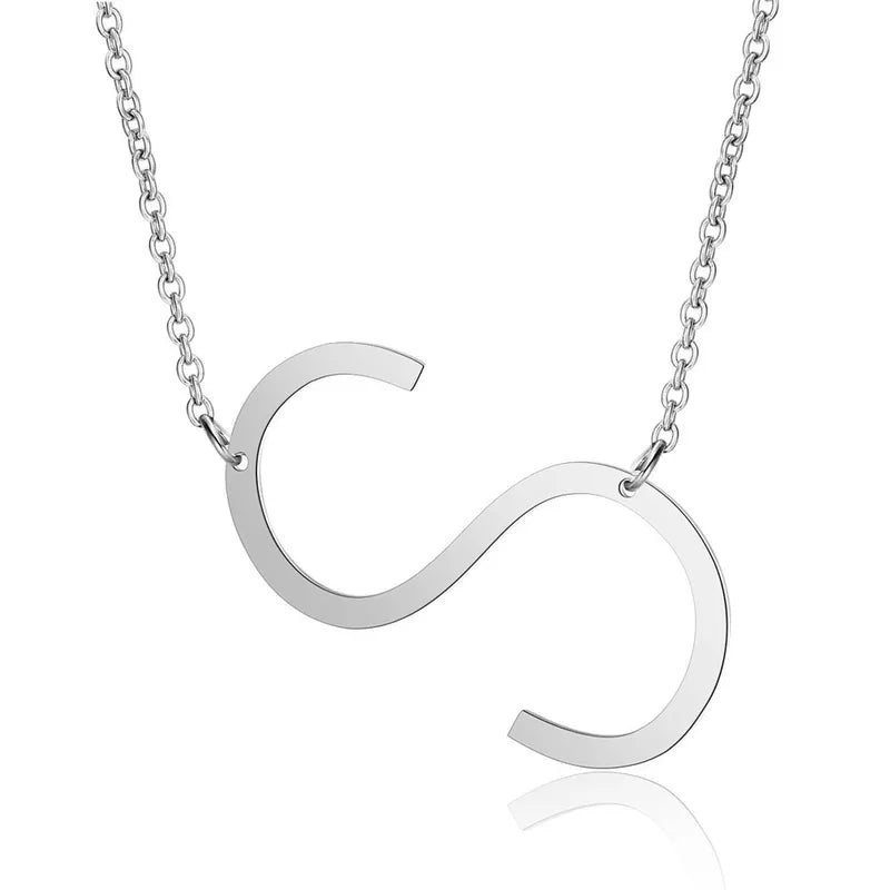 Polished Stainless Steel Letter Necklace