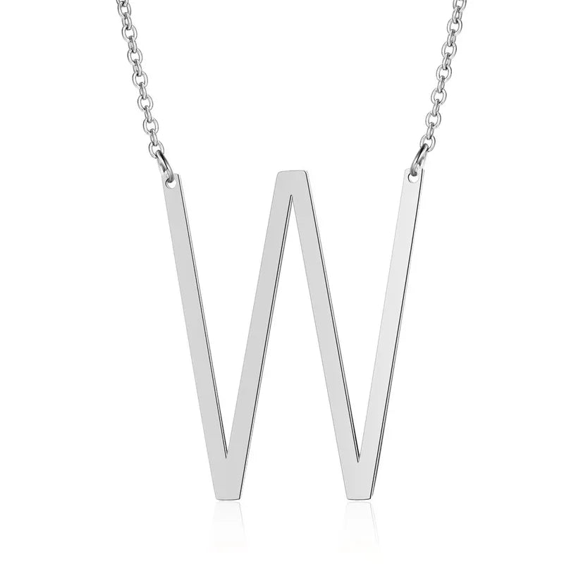 Polished Stainless Steel Letter Necklace
