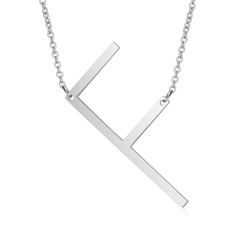 Polished Stainless Steel Letter Necklace
