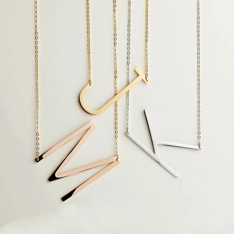 Polished Stainless Steel Letter Necklace