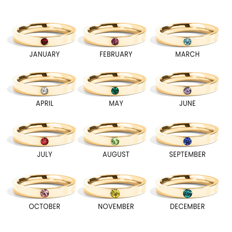 Gold PVD Stainless Steel Birthstone Ring
