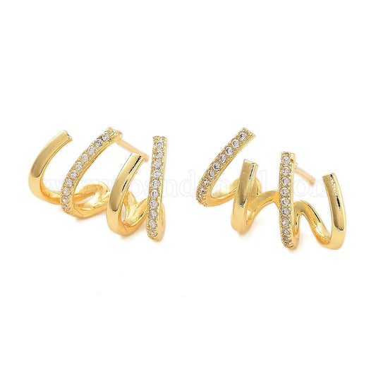 Platinum Claw CZ Brass Clip-On Earrings