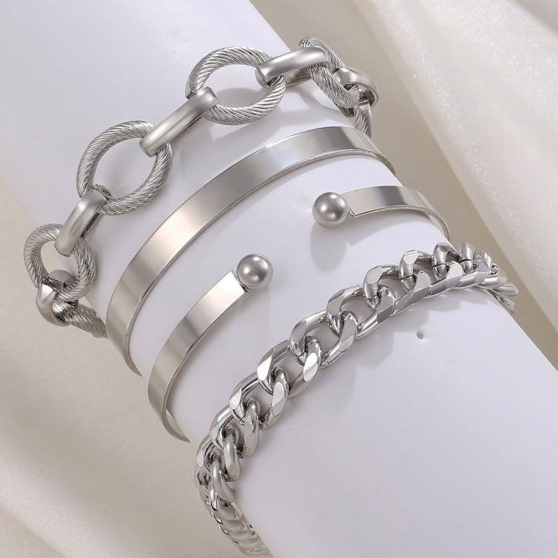 Fashion Rhinestone Four-Piece Bracelet Set