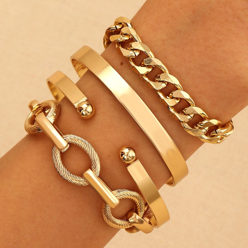 Fashion Rhinestone Four-Piece Bracelet Set