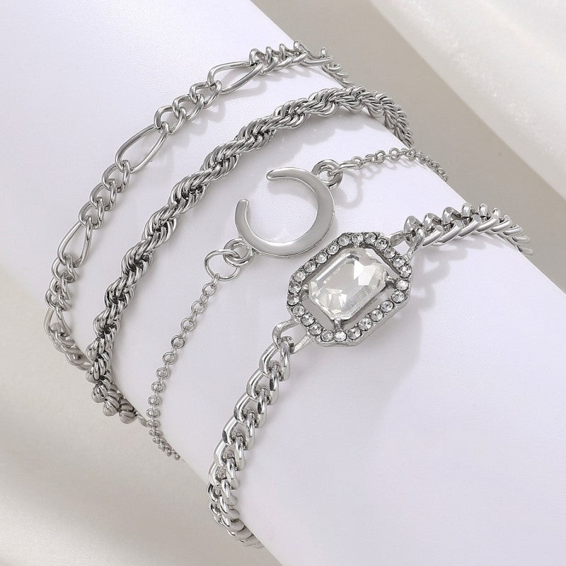 Fashion Rhinestone Four-Piece Bracelet Set