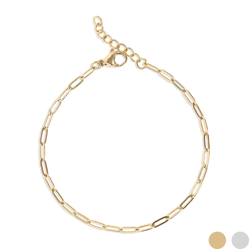 Gold PVD Stainless Paperclip Bracelet