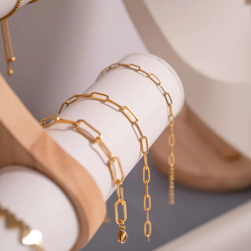 Gold PVD Stainless Paperclip Bracelet