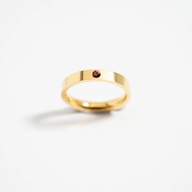 Gold PVD Stainless Steel Birthstone Ring