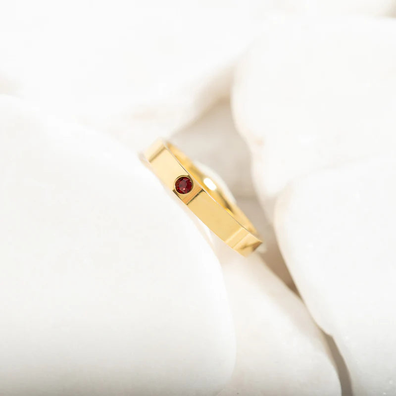 Gold PVD Stainless Steel Birthstone Ring