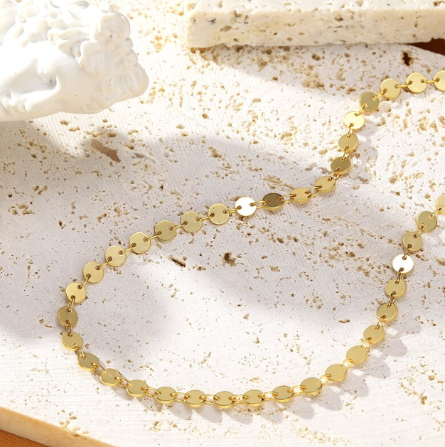 Trendy 18K Gold Sequin Link Chain Choker