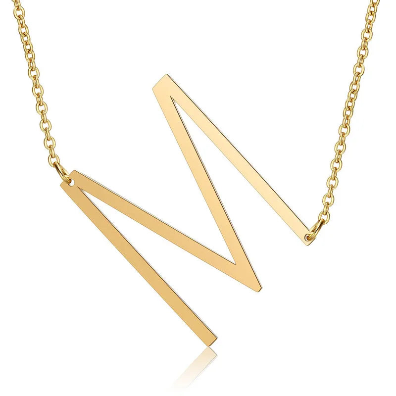 Polished Stainless Steel Letter Necklace