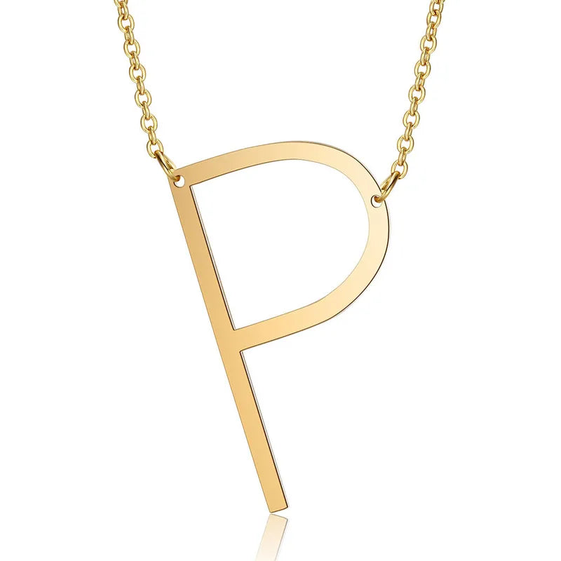 Polished Stainless Steel Letter Necklace