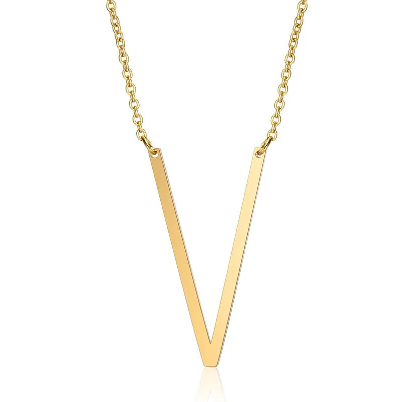 Polished Stainless Steel Letter Necklace