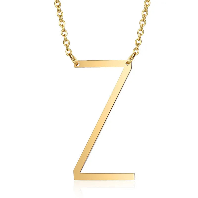 Polished Stainless Steel Letter Necklace