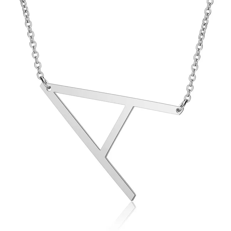 Polished Stainless Steel Letter Necklace