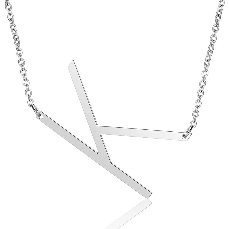 Polished Stainless Steel Letter Necklace