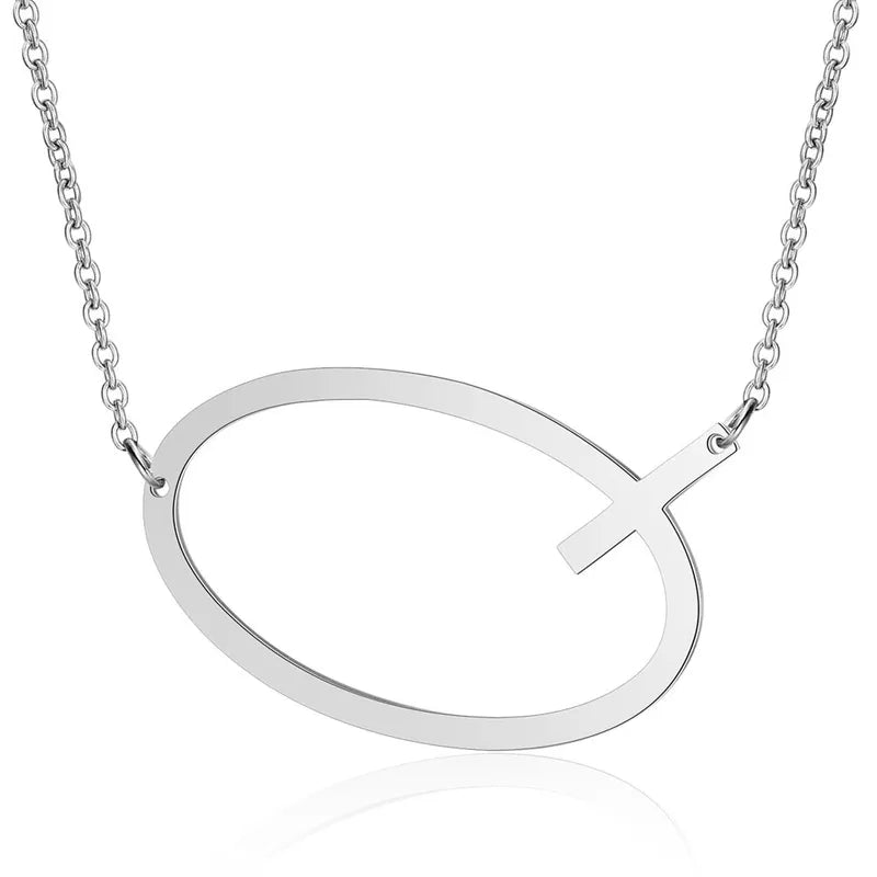 Polished Stainless Steel Letter Necklace