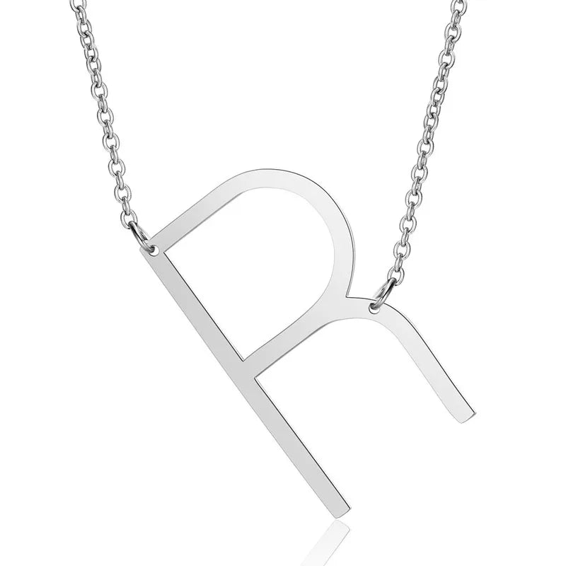 Polished Stainless Steel Letter Necklace