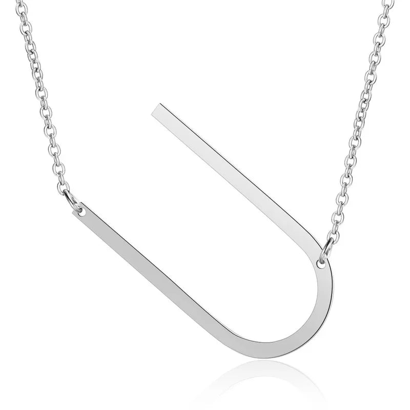 Polished Stainless Steel Letter Necklace