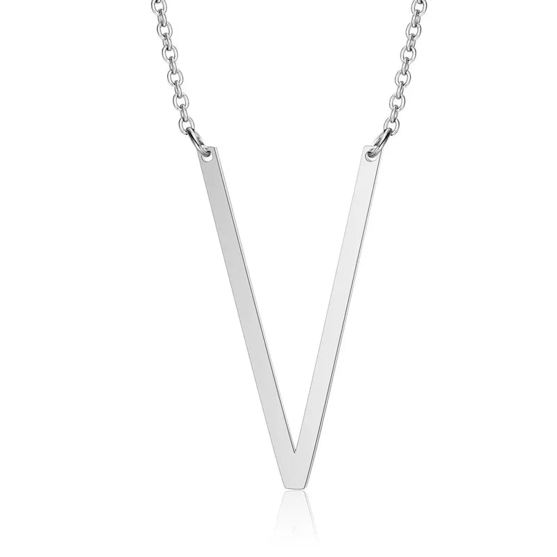 Polished Stainless Steel Letter Necklace