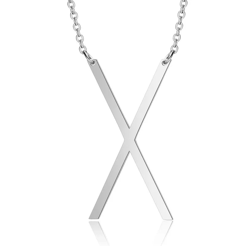Polished Stainless Steel Letter Necklace