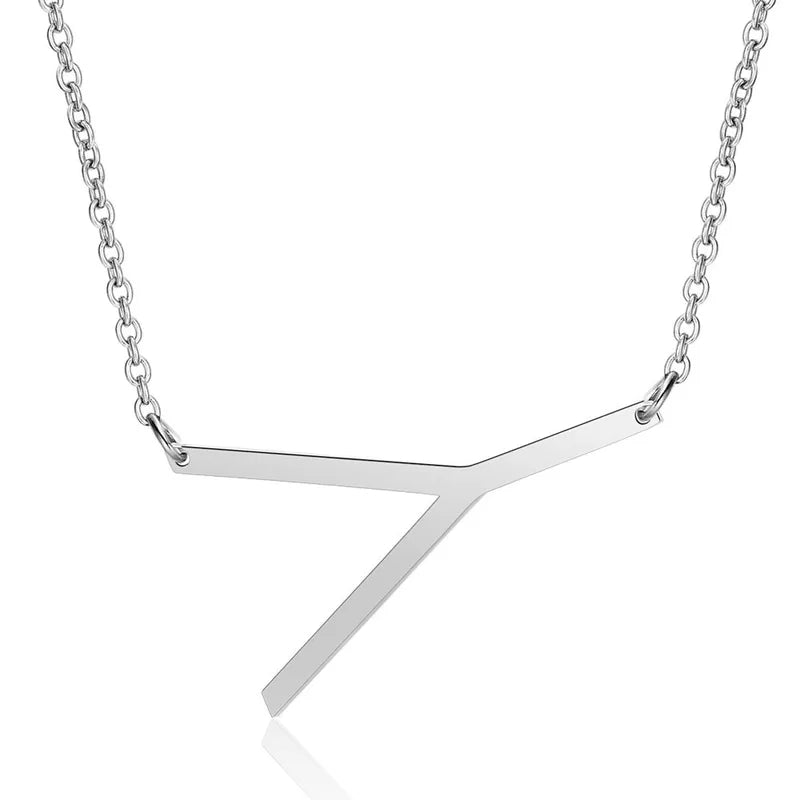 Polished Stainless Steel Letter Necklace