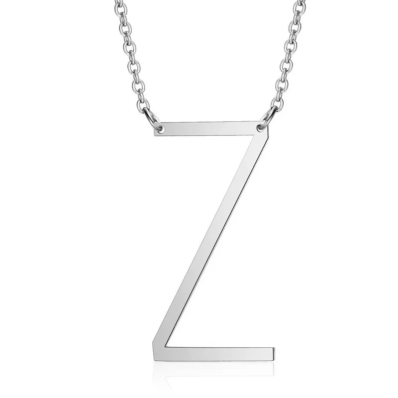 Polished Stainless Steel Letter Necklace