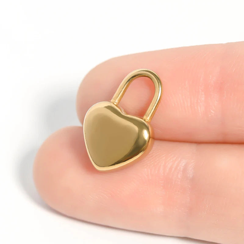 Heart Lock Charm in 18K Gold PVD Steel