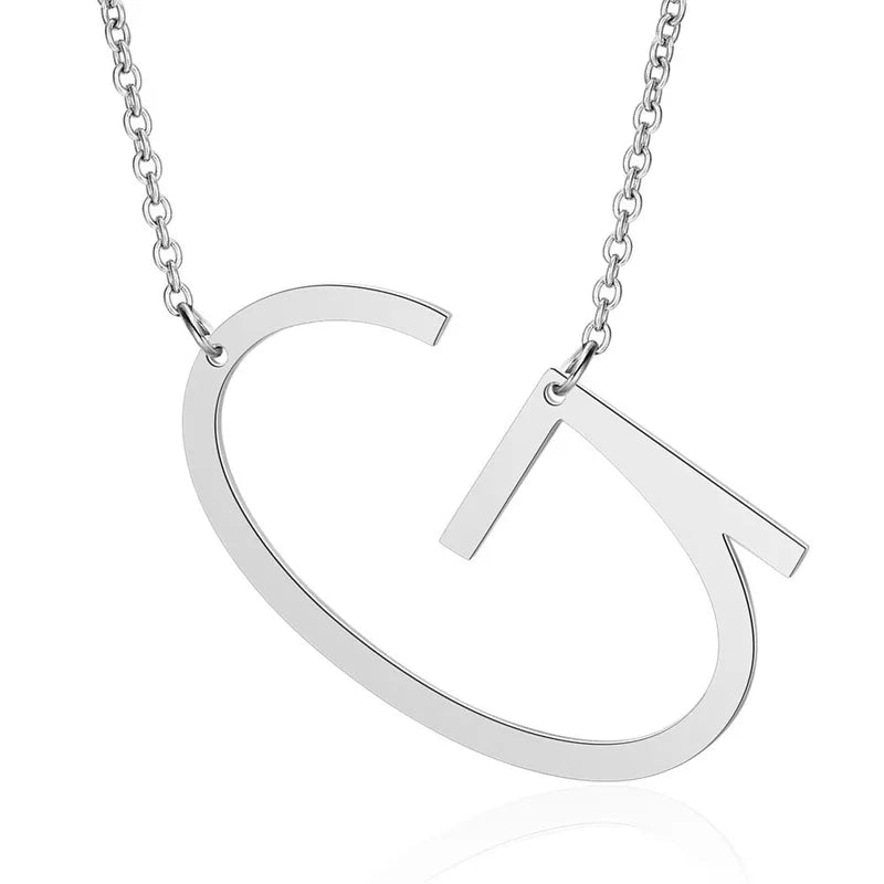 Polished Stainless Steel Letter Necklace