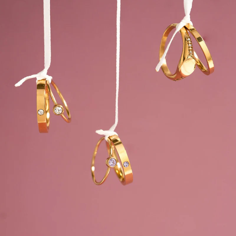 Gold PVD Stainless Steel Birthstone Ring