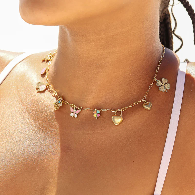 Heart Lock Charm in 18K Gold PVD Steel